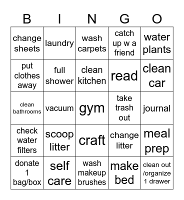 chore bingo Card