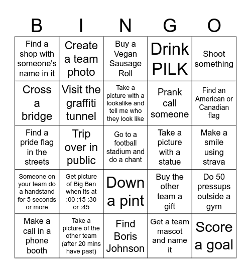 Pookies London Bingo Card