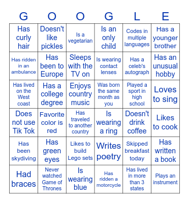 Find Someone Who... Bingo Card