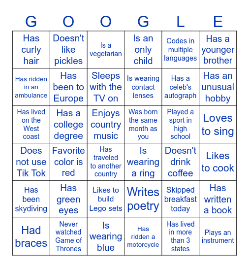 Find Someone Who... Bingo Card