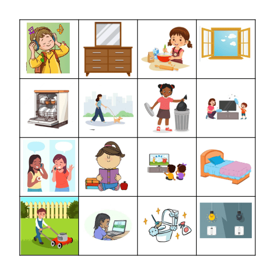 Casa y Quehaceres Bingo Card