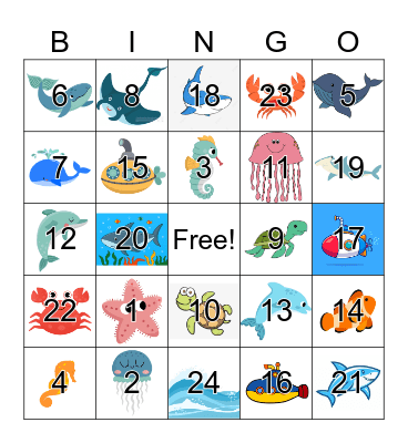 Ocean Bingo Card