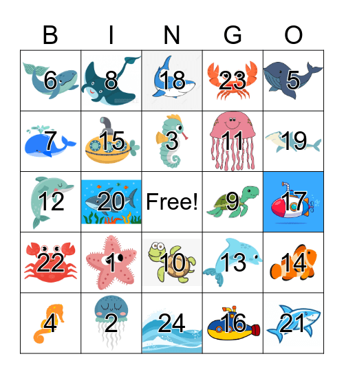 Ocean Bingo Card