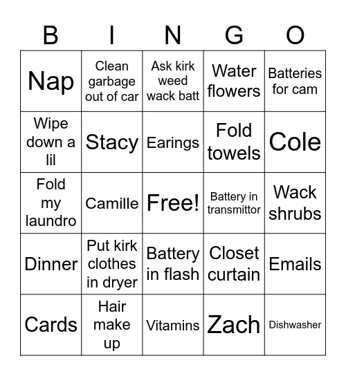 Tonightjj Bingo Card