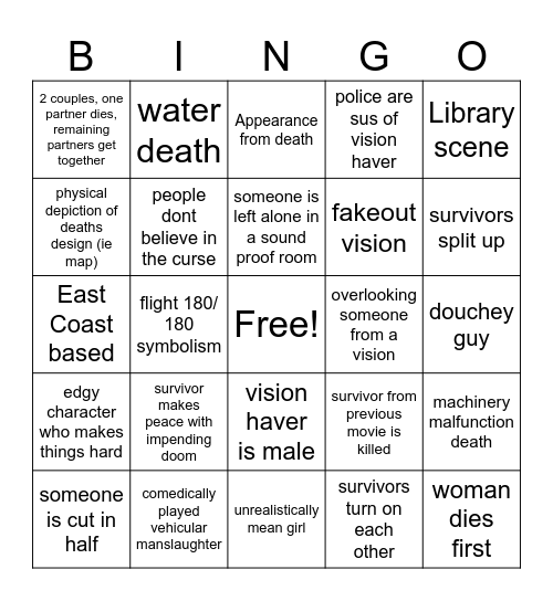 final destination bingo Card