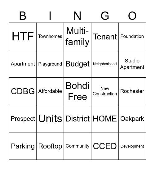 HOME BUS TOUR Bingo Card