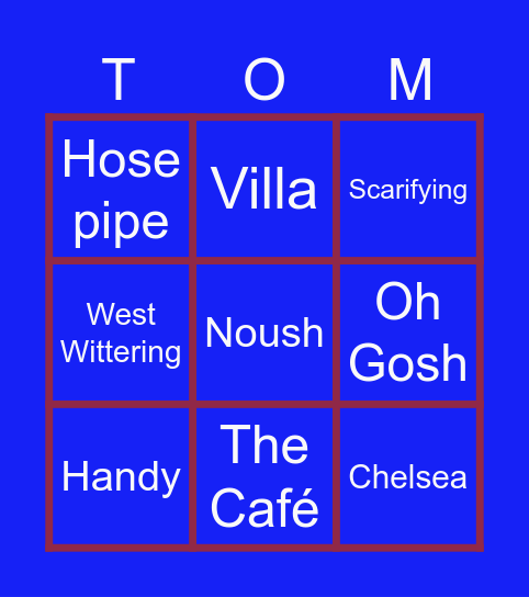 Tom's Stag Bingo Card