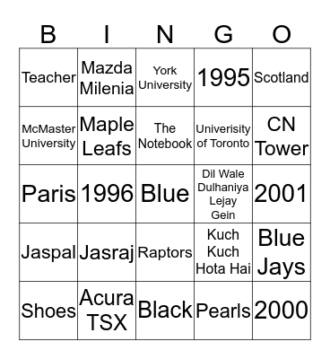 Bridal Shower BINGO! Bingo Card