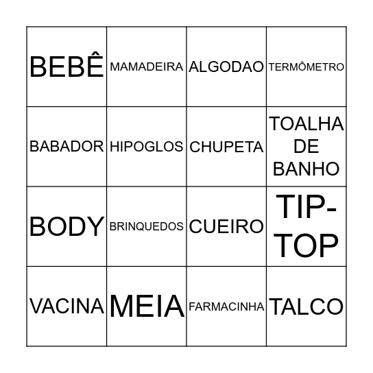 BINGO DA ANTONELLA Bingo Card