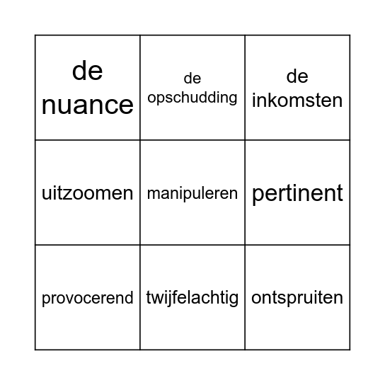 Bingokaart Bingo Card