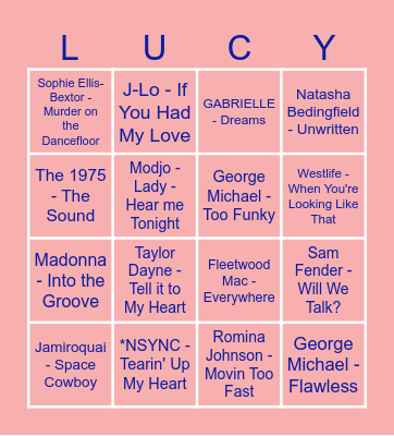 Lucy's Hen Bingo Card