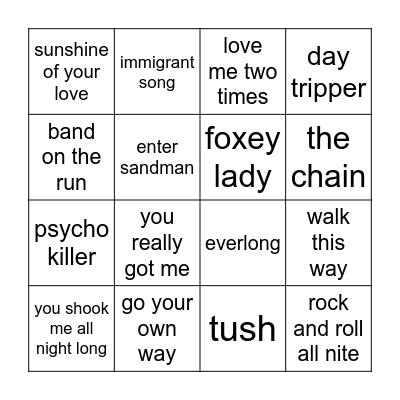 rock vol. I Bingo Card