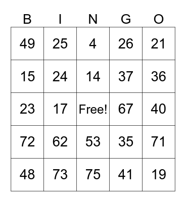 End of Year Bingo Card