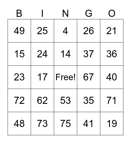 End of Year Bingo Card