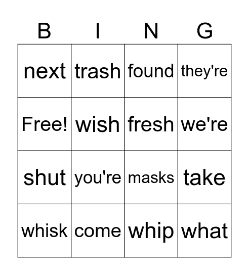 1st Grade Bingo Card