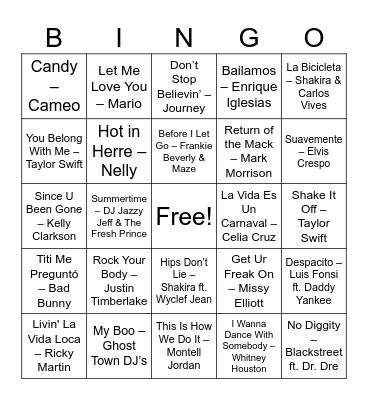 Vacation Bingo Card
