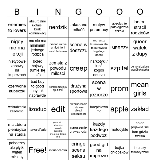 ULTIMATE ROMANTIC MOVIES BINGO Card