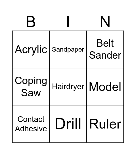 Puzzle Game Bingo Card