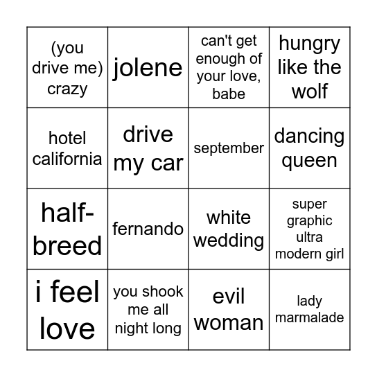 cowbells vol. I Bingo Card