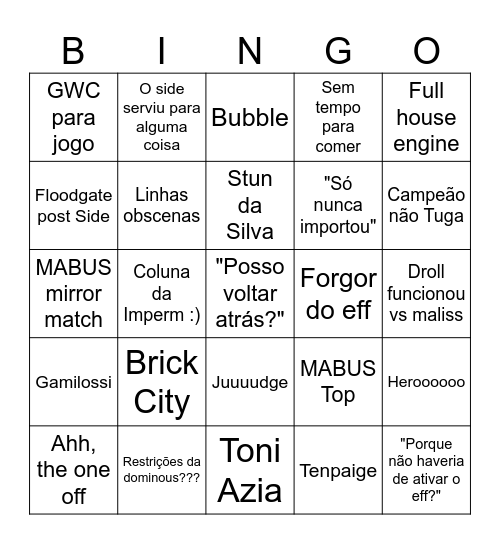 Nacional YGO da Tuga Bingo Card