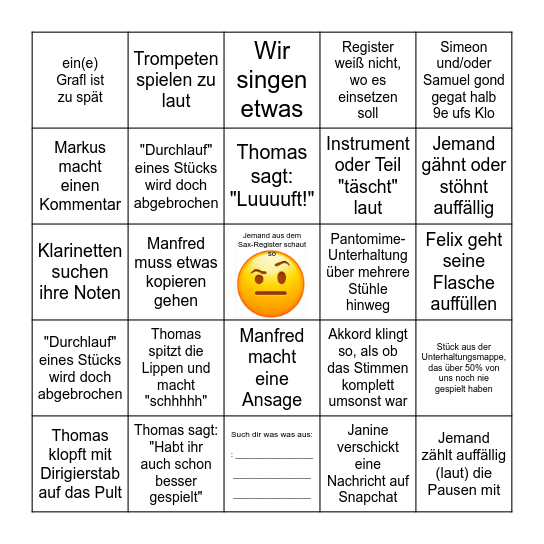 Musigprob BINGO - Mai '25 Bingo Card