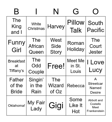 Famous Movies Bingo Card