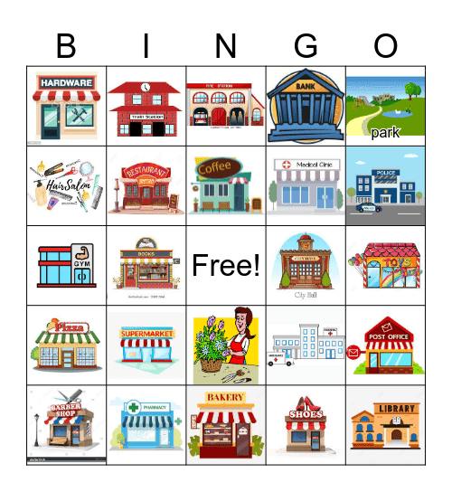 Places in the Community 2--images Bingo Card