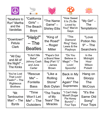 1965 - 60 YEARS AGO Bingo Card