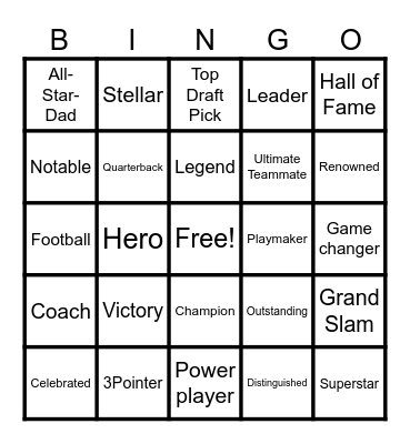 All Star Edition Bingo Card