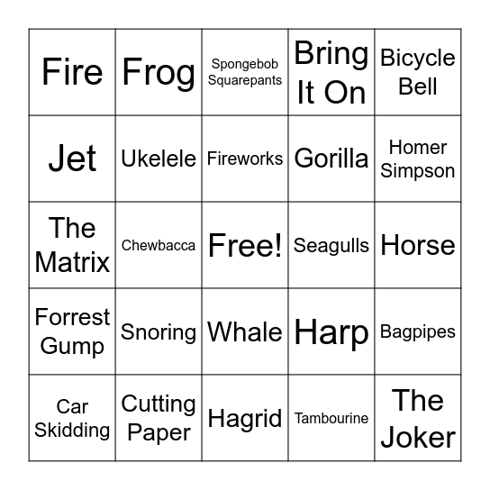 SOUNDS Bingo Card