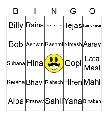 Bingo At Thakker House Bingo Card