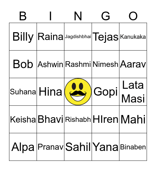 Bingo At Thakker House Bingo Card