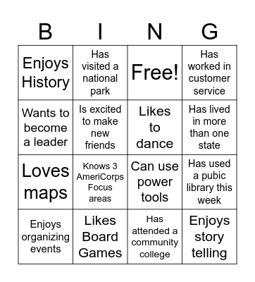 Human Bingo Card