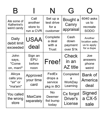 Business Office BINGO Card