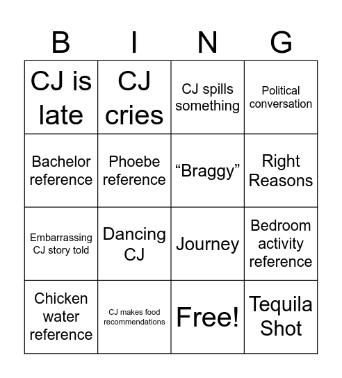 CJ Bingo Card
