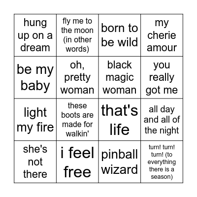 60s vol. II Bingo Card