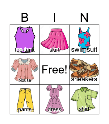 Light clothes Bingo Card