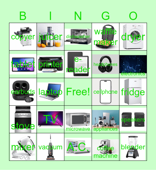 Electronics and Appliances_review Bingo Card