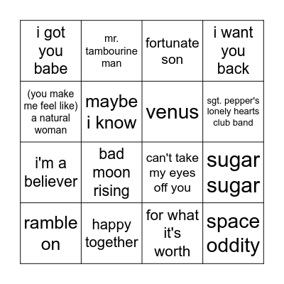 60s vol. I Bingo Card