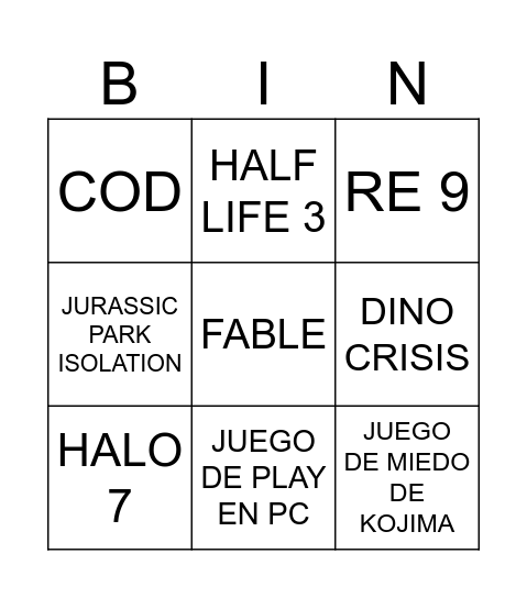 A Bingo Card