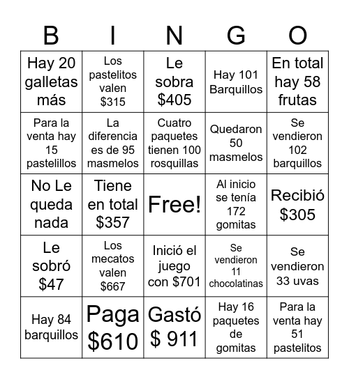 Bingo Aditivo 2° Bingo Card
