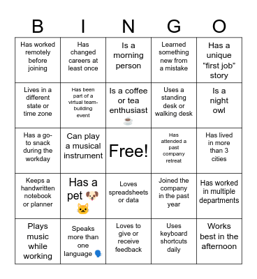 Buddy Bingo! Bingo Card