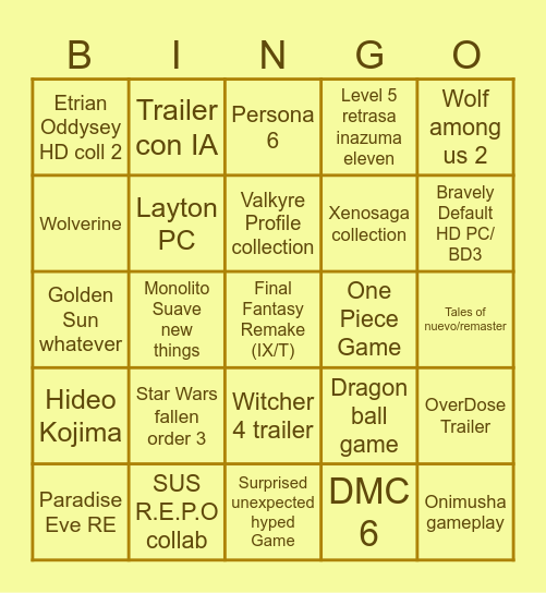 EEE Bingo Card