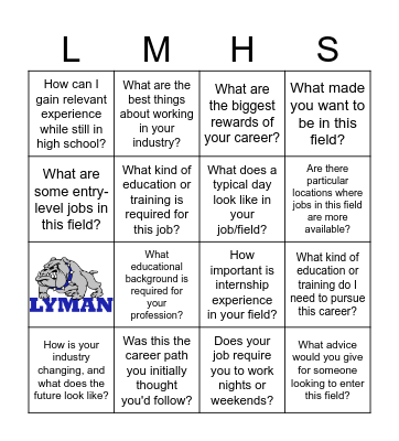 Career Fair BINGO Card