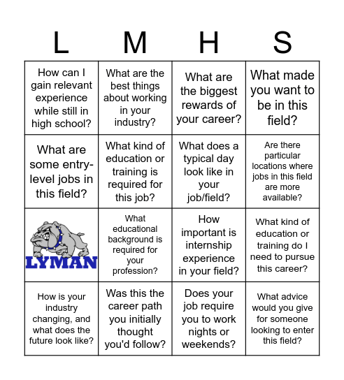 Career Fair BINGO Card