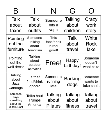 Kristin’s Bingo Card