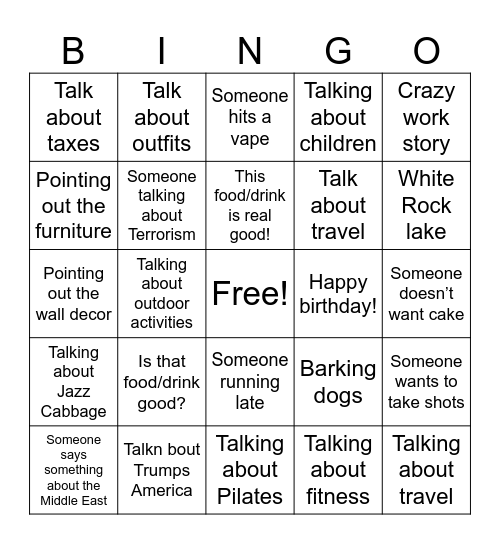 Kristin’s Bingo Card
