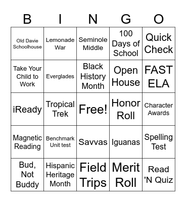 End of the Year Memories Bingo Card