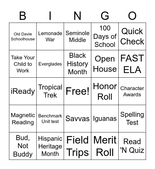 End of the Year Memories Bingo Card