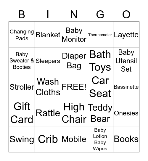 Katie & Mike's Baby Shower Bingo Card